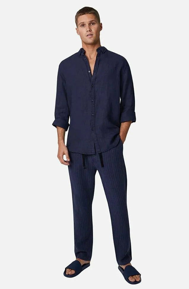 The Tennyson Linen Blend L/S Shirt Black by Industrie Clothing