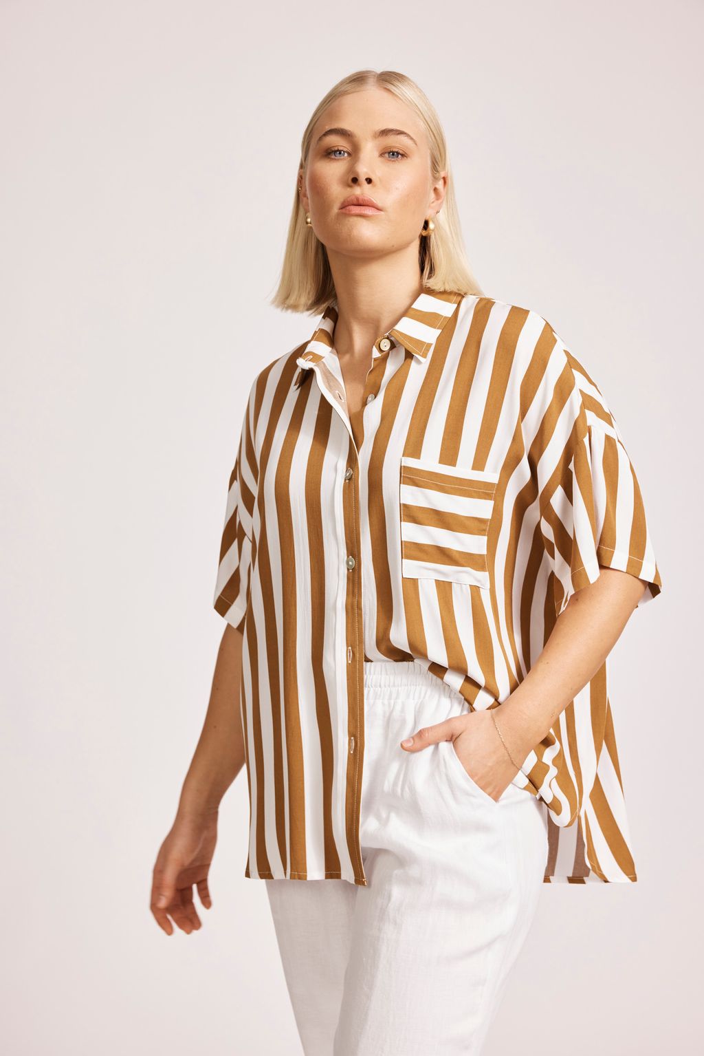 TREVILLE STRIPE SHIRT - CARAMEL by eb&ive