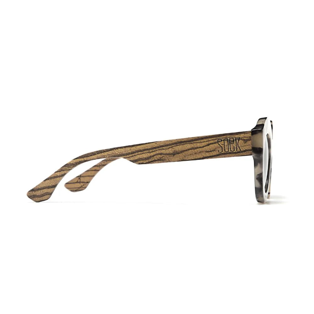 STEVIE IVORY TORT Black Polarised Lens Walnut Arms Sunglasses by Soek