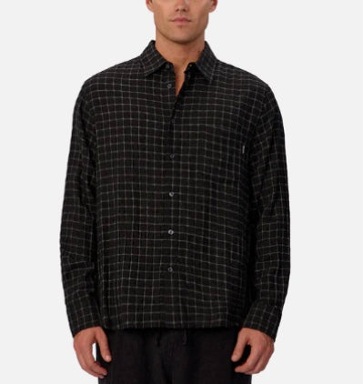 The Clairemont Long Sleeve Shirt - Charcoal / White by Industrie Clothing