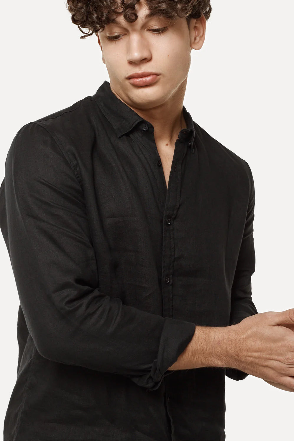 The Tennyson Linen Blend L/S Shirt Black by Industrie Clothing