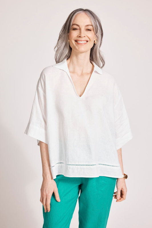 MIRAMAR COLLARED TOP - WHITE by eb&ive