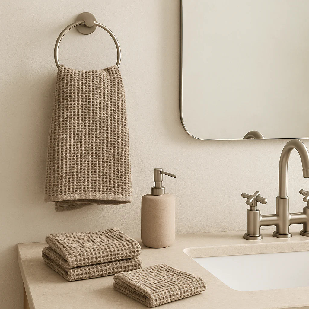 100% Organic Cotton Rustic Waffle Face Cloth - Natural