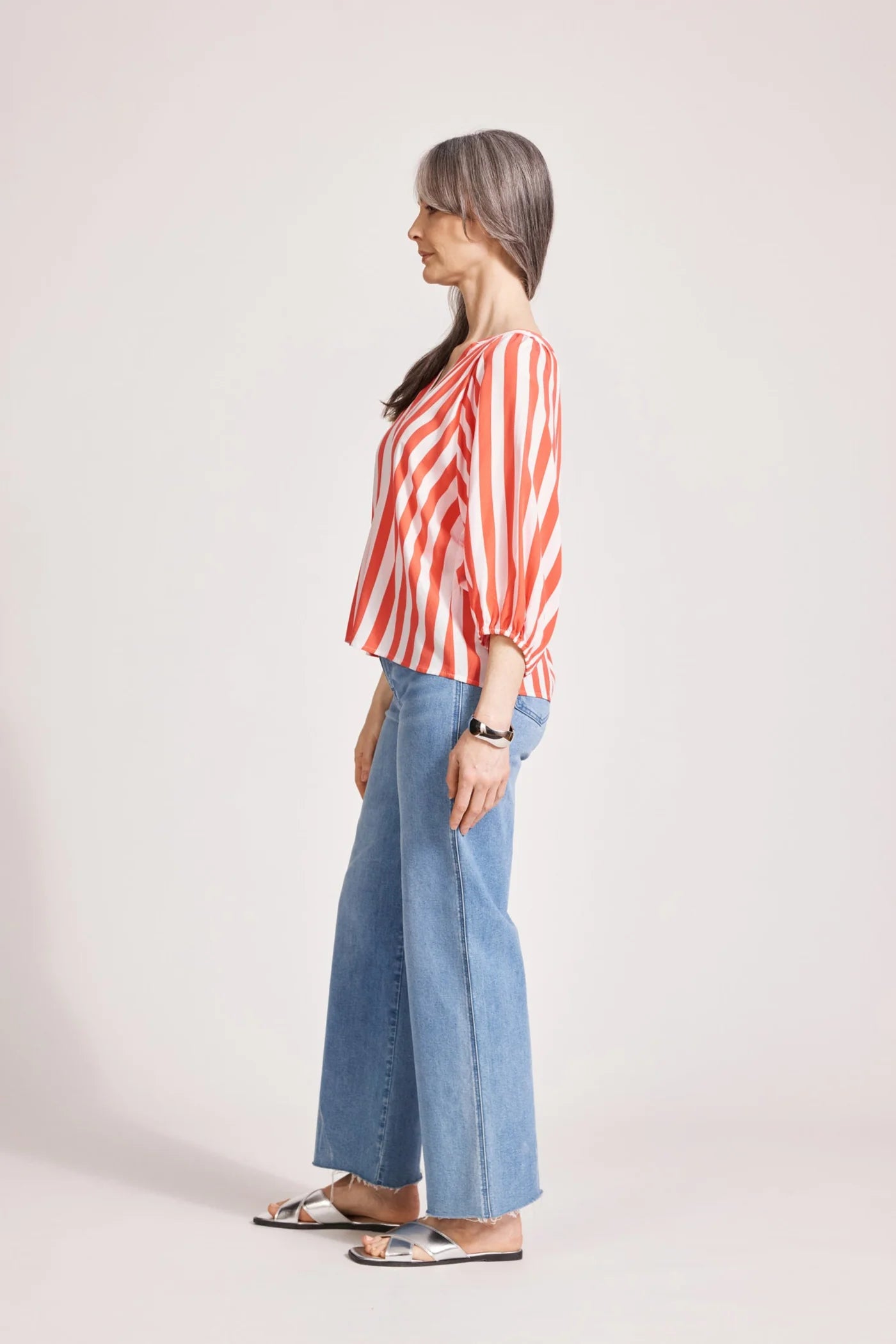 TREVILLE STRIPE BLOUSE - CORAL by eb&ive