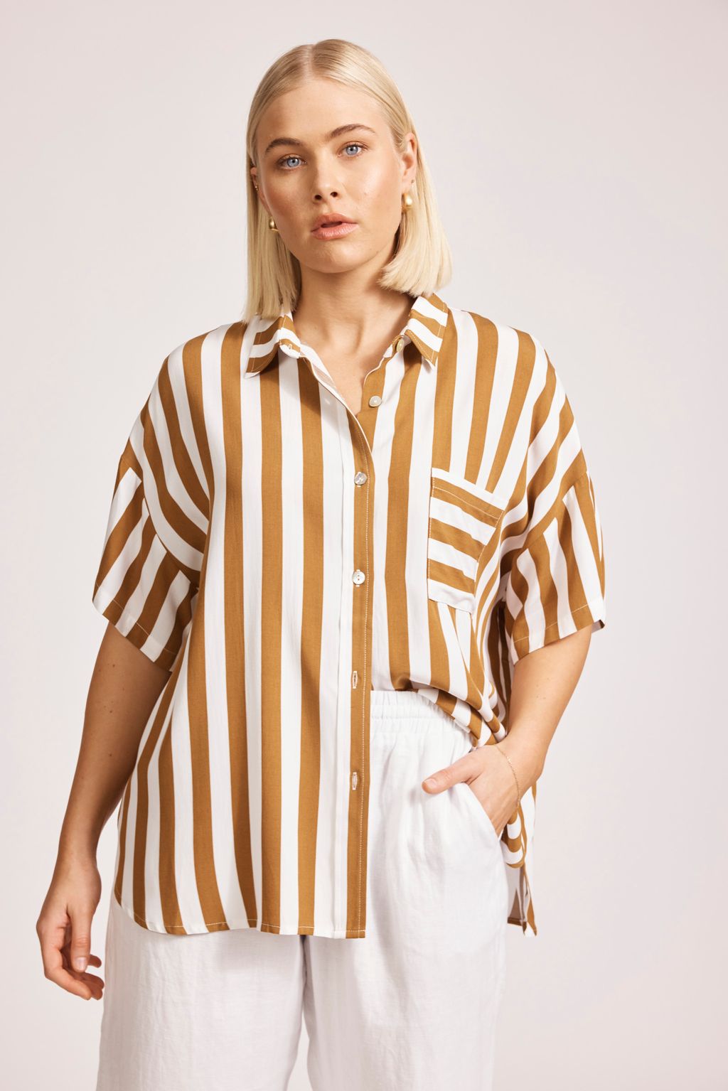 TREVILLE STRIPE SHIRT - CARAMEL by eb&ive