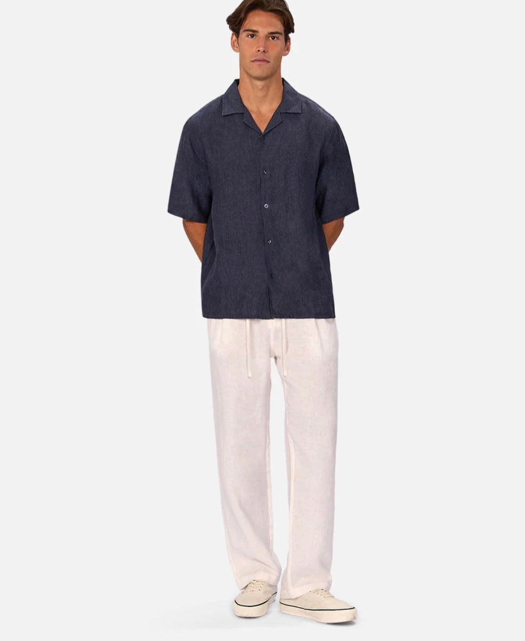 The St Martins Short Sleeve Linen Shirt - Denim by Industrie Clothing