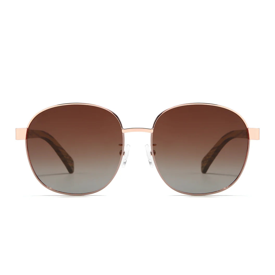 CLEO BLOOM Rose Gold Metal Polarised Lenses Sunglasses by Soek