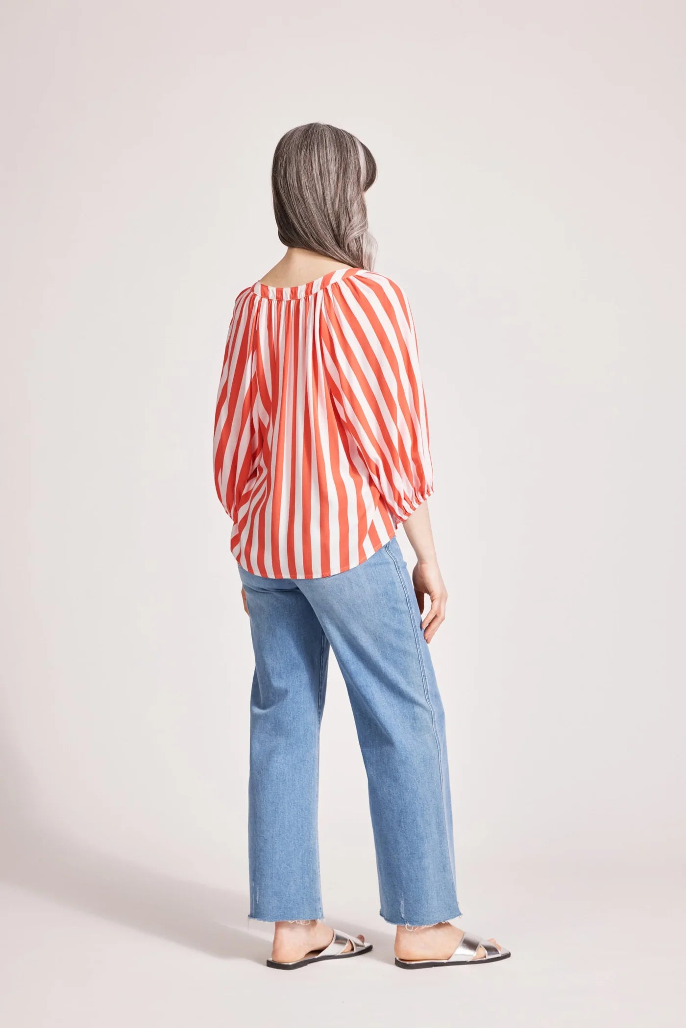 TREVILLE STRIPE BLOUSE - CORAL by eb&ive