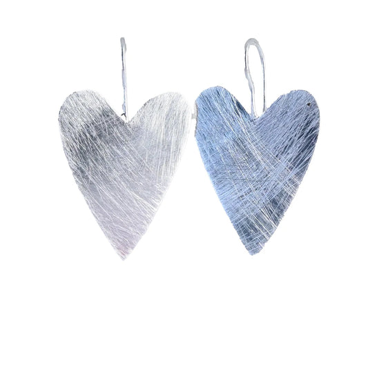 Euro Silver Wash Heart Drop Earrings by Melanie Woods
