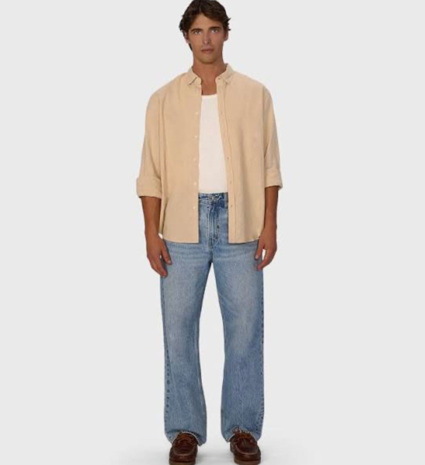 The Tennyson Linen Blend L/S Shirt Light Mango by Industrie Clothing