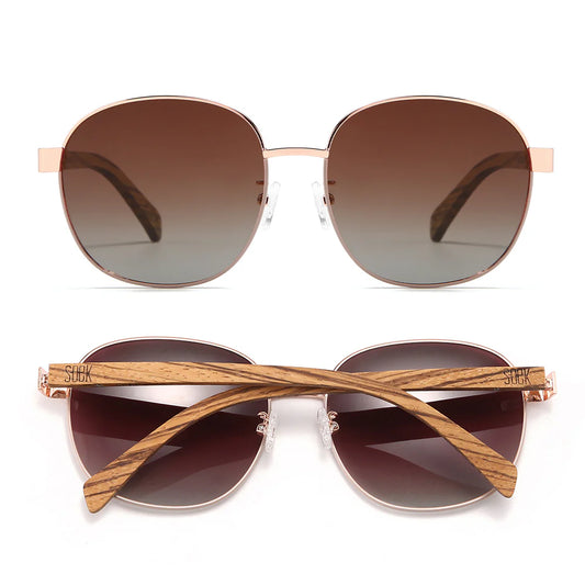 CLEO BLOOM Rose Gold Metal Polarised Lenses Sunglasses by Soek