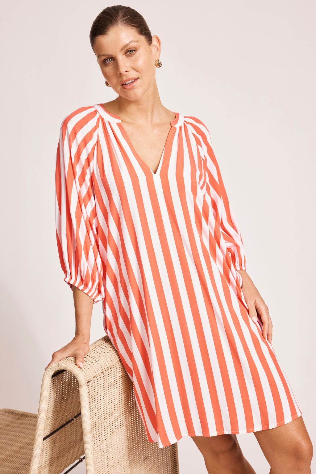 TREVILLE STRIPE DRESS - CORAL by eb&ive