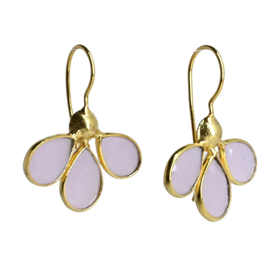 Euro Gold Earrings - Rose Quartz by Melanie Woods