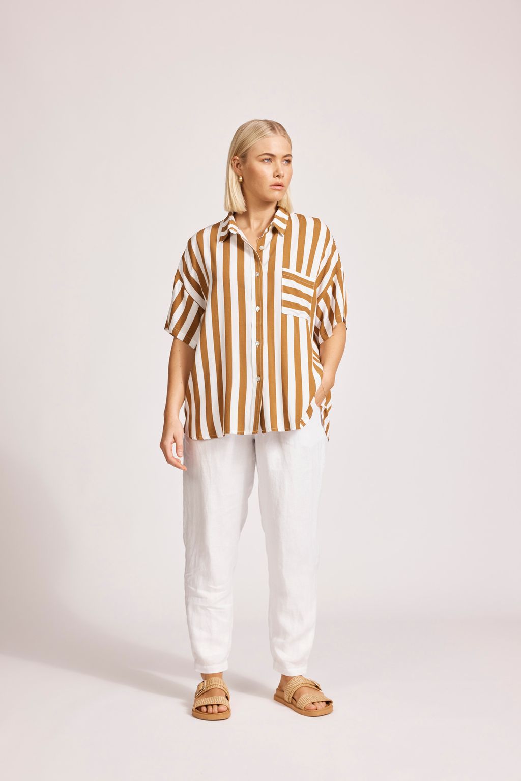 TREVILLE STRIPE SHIRT - CARAMEL by eb&ive