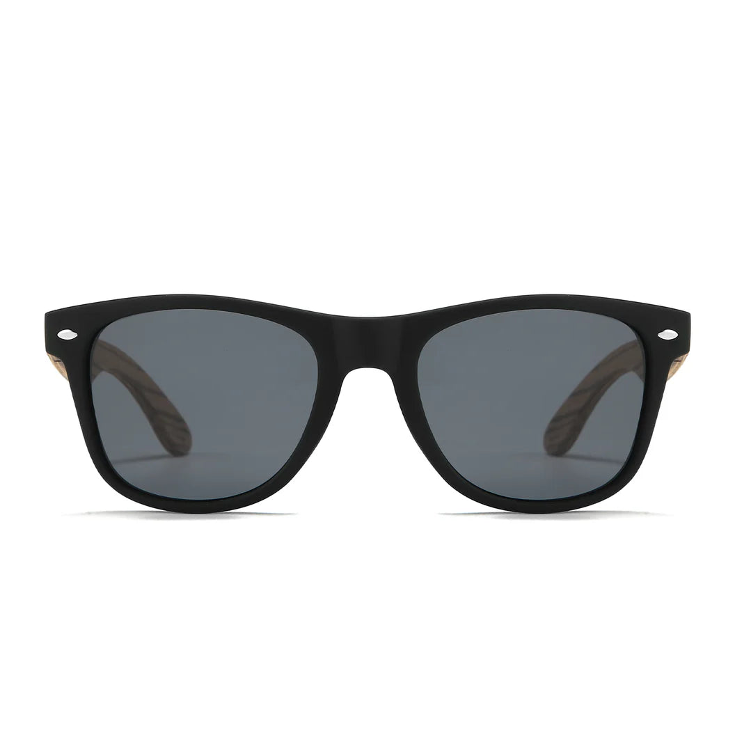 BALMORAL Black Lens Walnut Arms Sunglasses by Soek