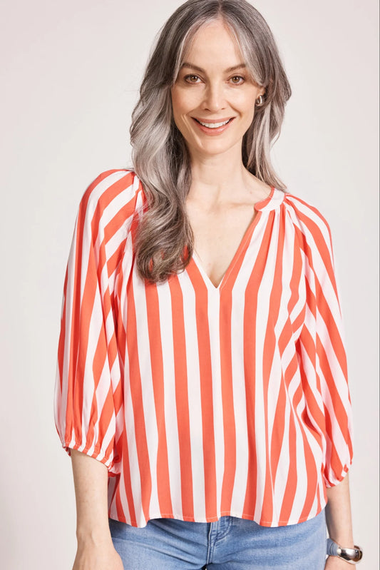 TREVILLE STRIPE BLOUSE - CORAL by eb&ive