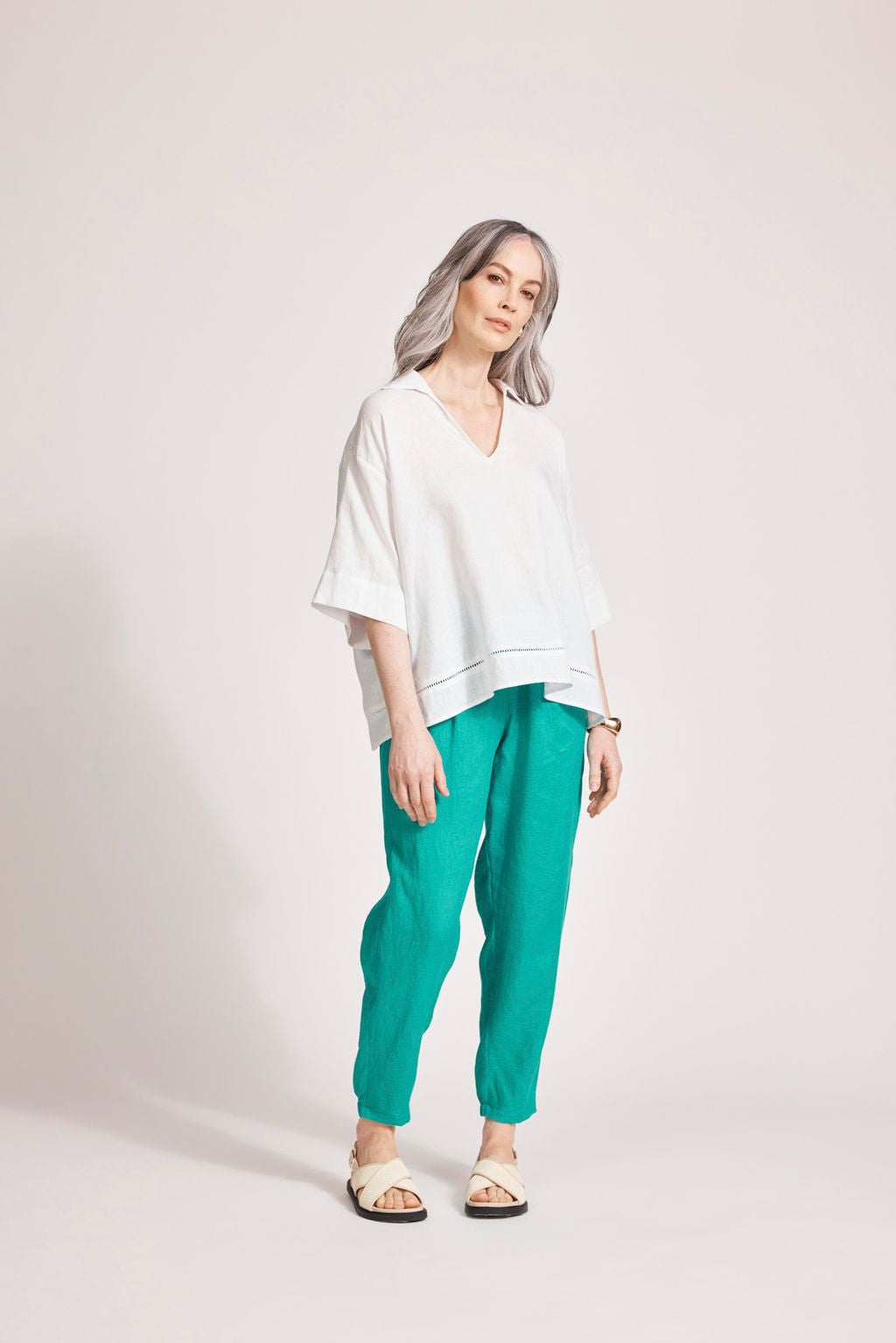 MIRAMAR COLLARED TOP - WHITE by eb&ive