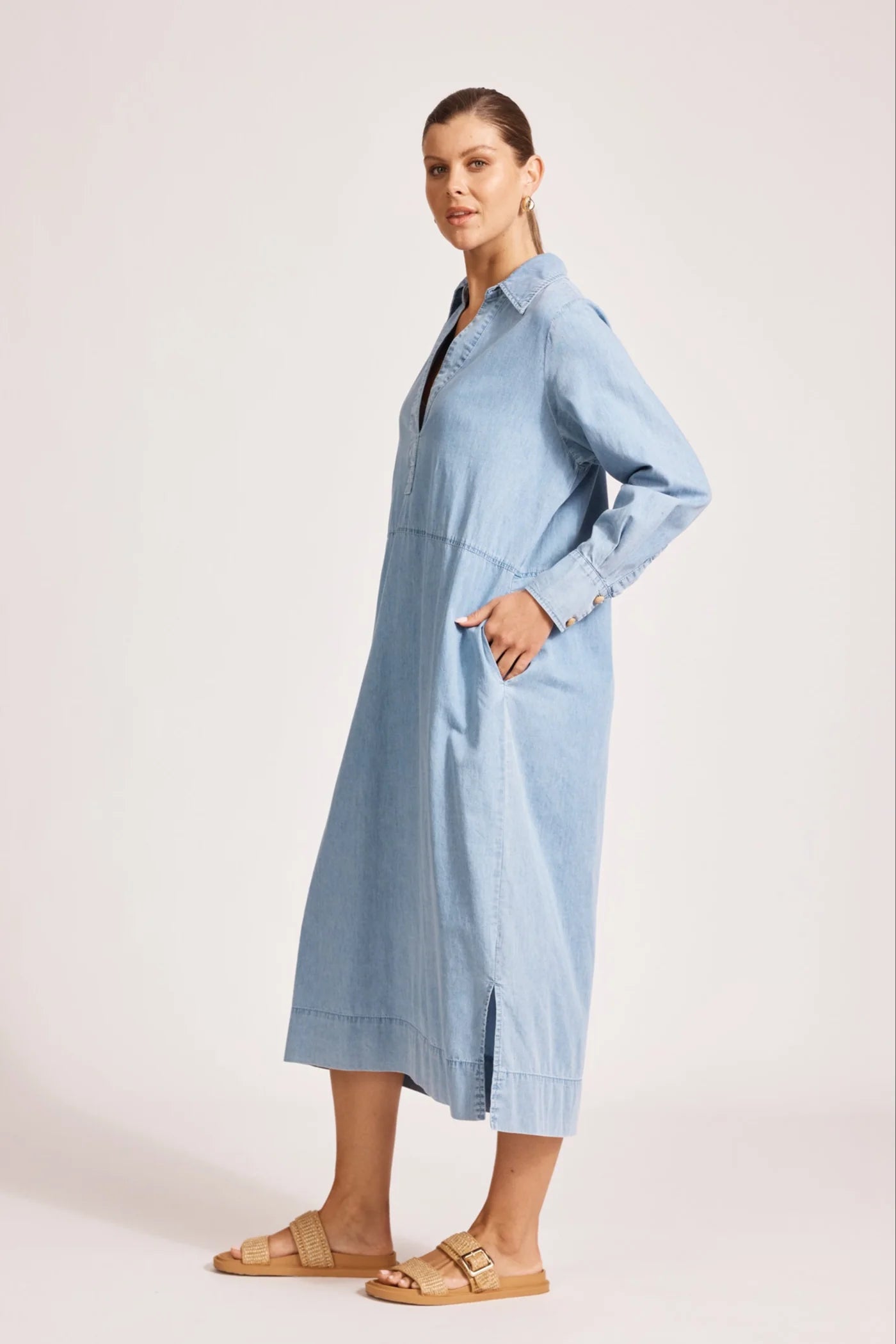 MELENIA DENIM COLLARED DRESS - DENIM by eb&ive