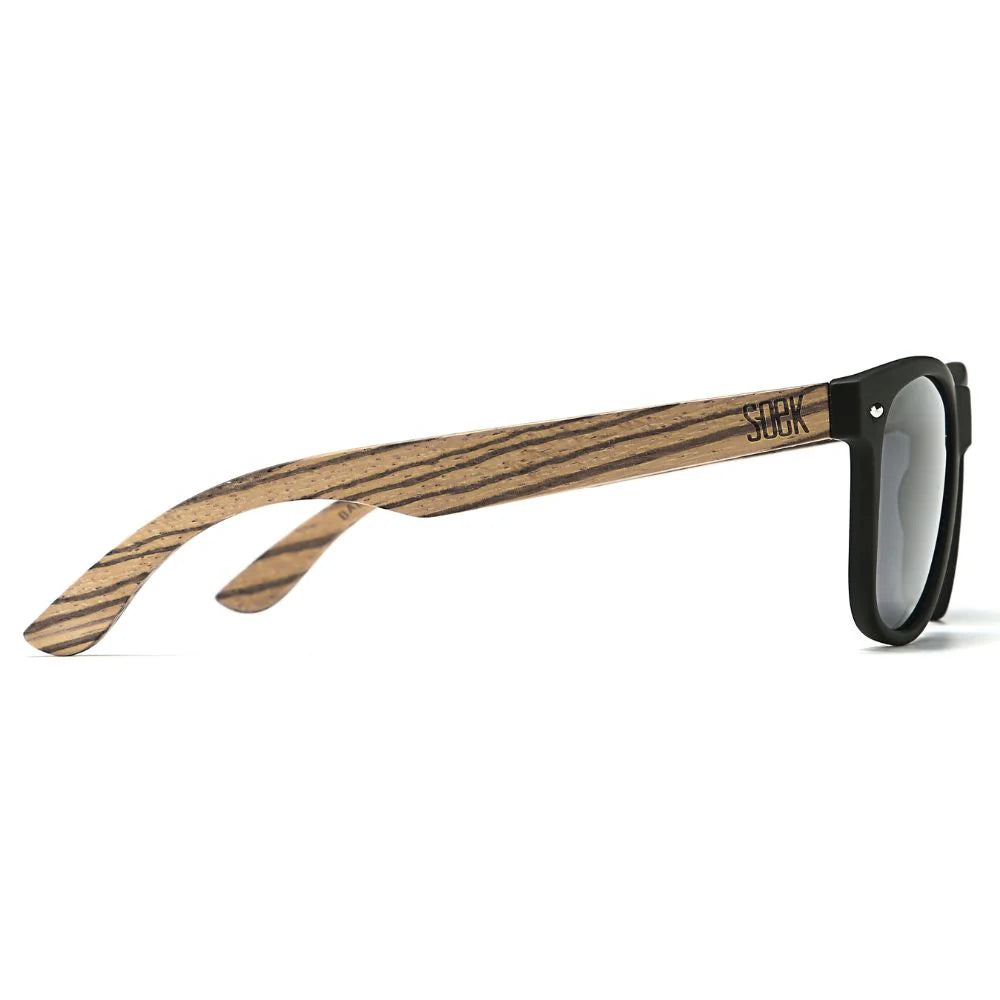 BALMORAL Black Lens Walnut Arms Sunglasses by Soek