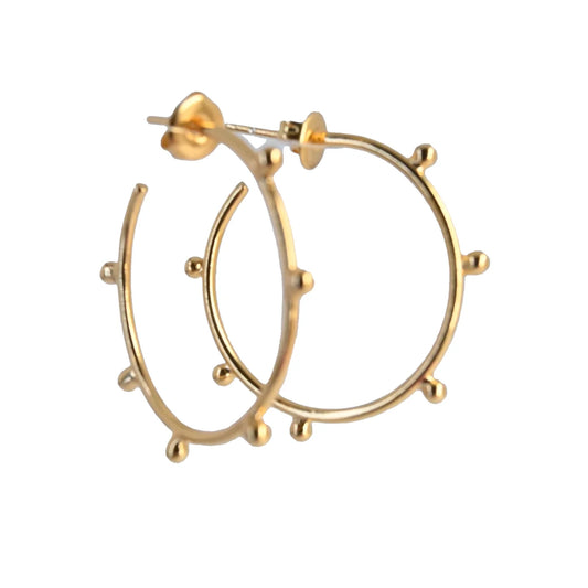 Euro Gold Dimpled Hoop Earrings