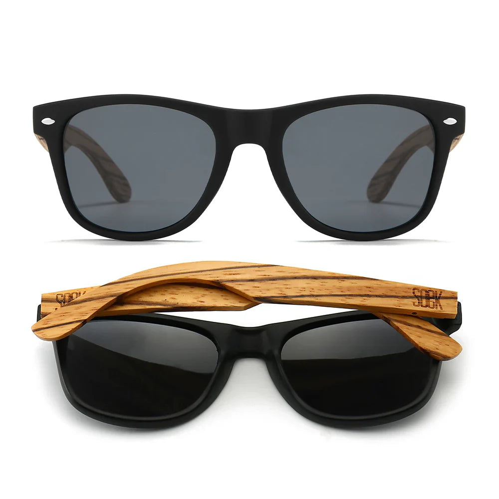 BALMORAL Black Lens Walnut Arms Sunglasses by Soek