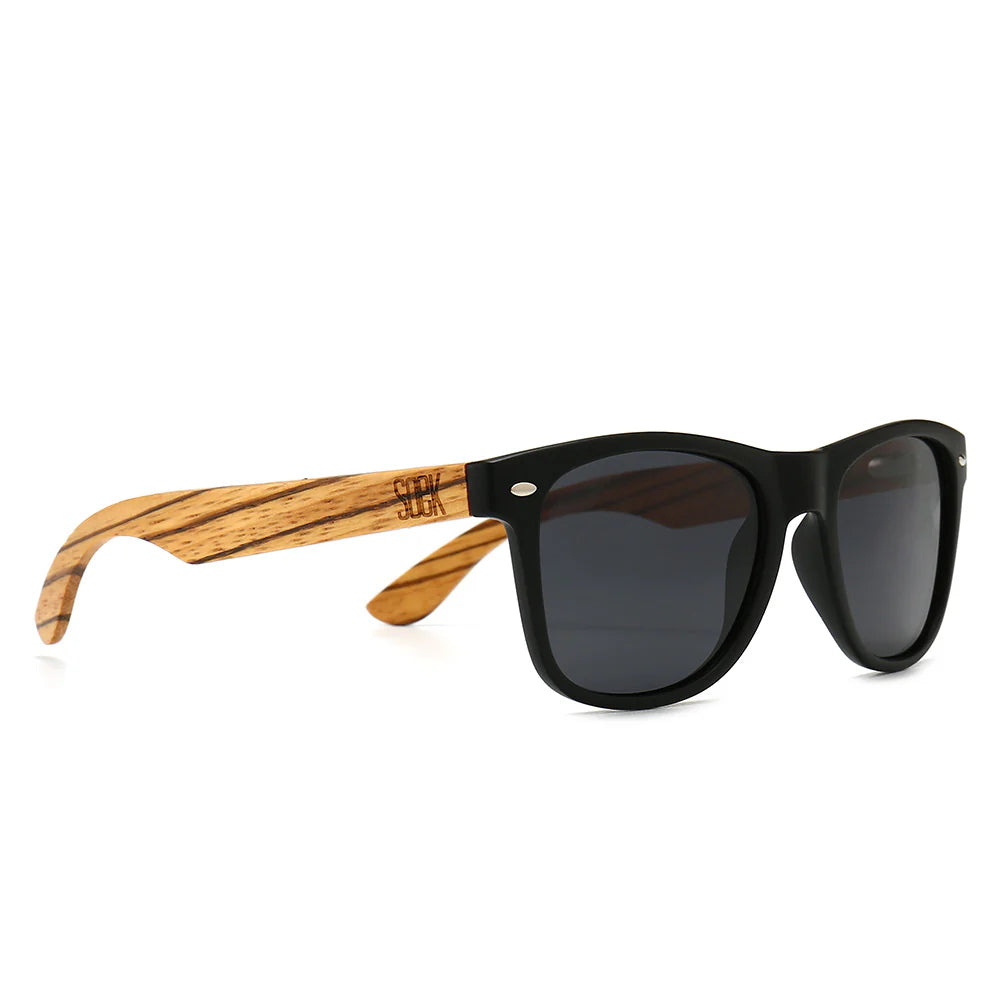 BALMORAL Black Lens Walnut Arms Sunglasses by Soek
