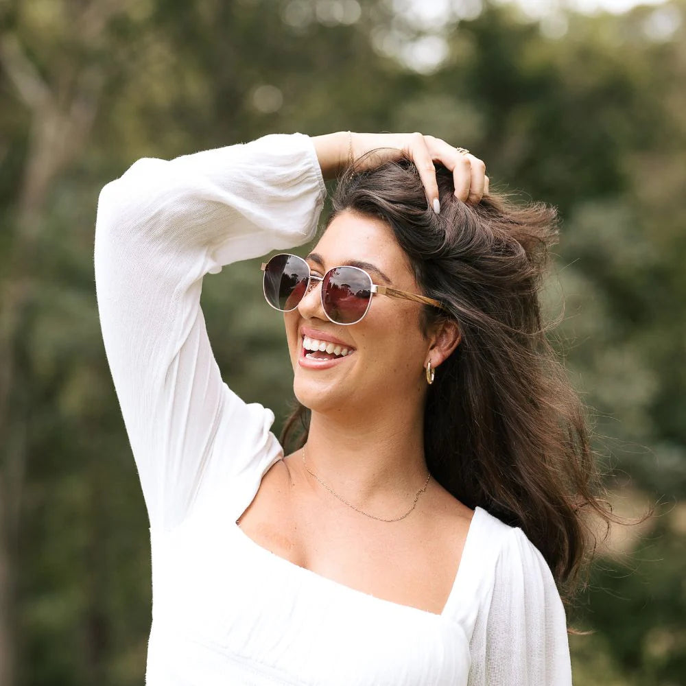 CLEO BLOOM Rose Gold Metal Polarised Lenses Sunglasses by Soek