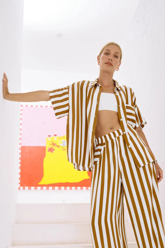 TREVILLE STRIPE SHIRT - CARAMEL by eb&ive