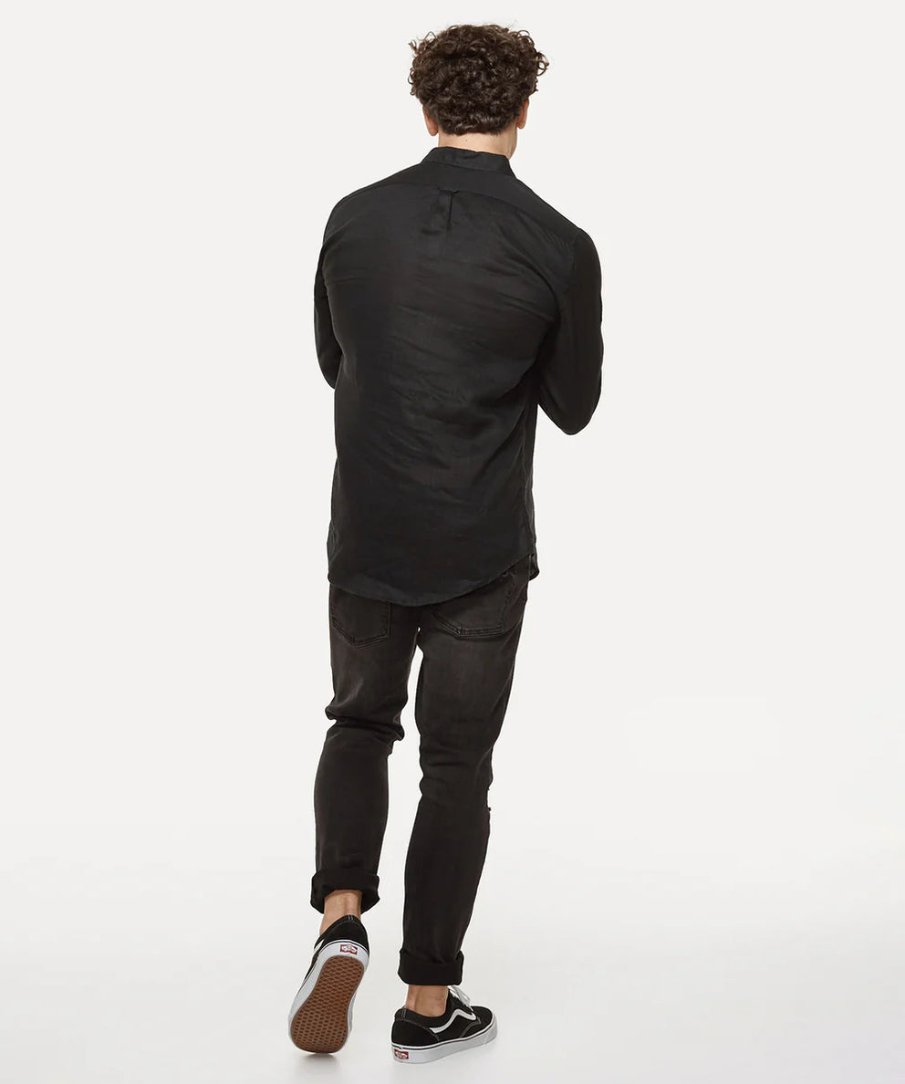 The Tennyson Linen Blend L/S Shirt Black by Industrie Clothing