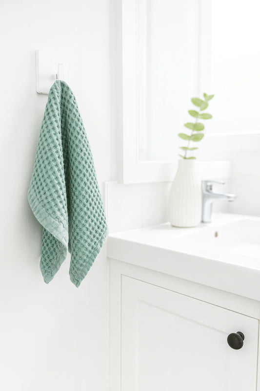 100% Organic Cotton Rustic Waffle Face Cloth - Sea Green