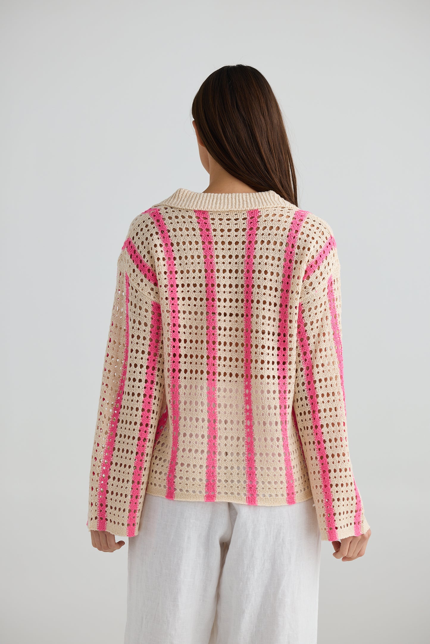 Harbour Cardigan by Holiday Trading - Pink Stripe
