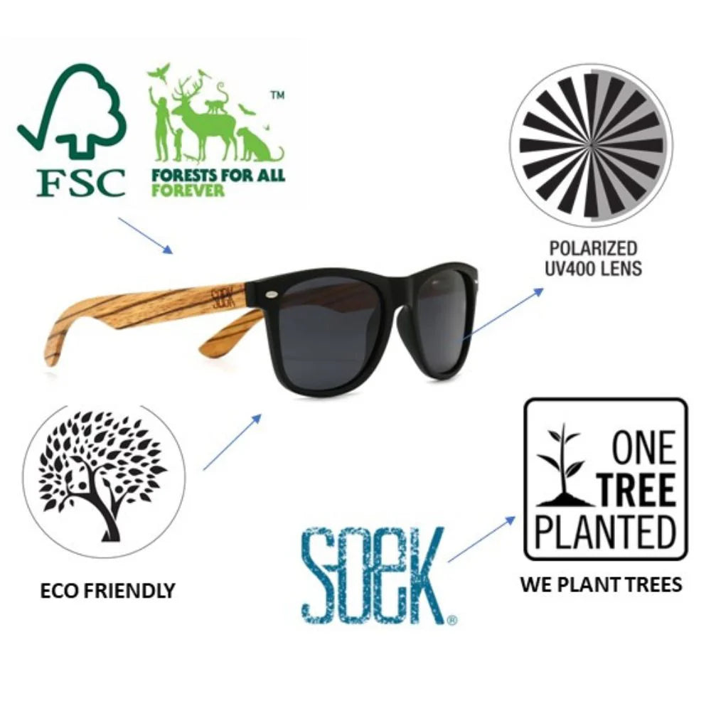 BALMORAL Black Lens Walnut Arms Sunglasses by Soek