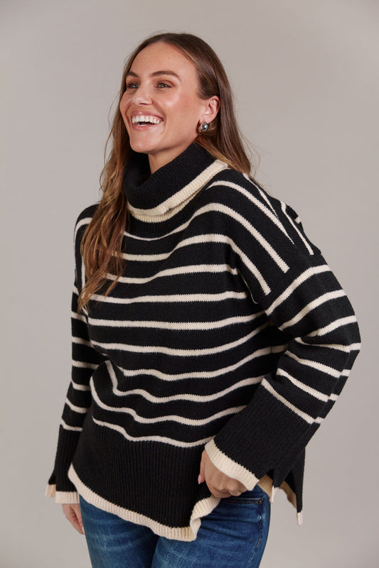 Katana Roll Neck Knit - Black by eb&ive