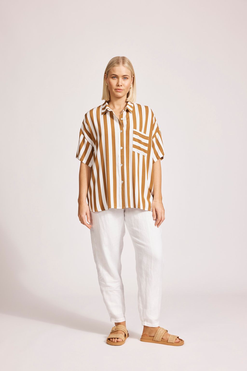 TREVILLE STRIPE SHIRT - CARAMEL by eb&ive