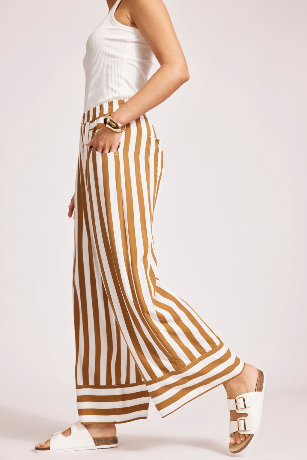TREVILLE STRIPE PANT - CARAMEL by eb&ive