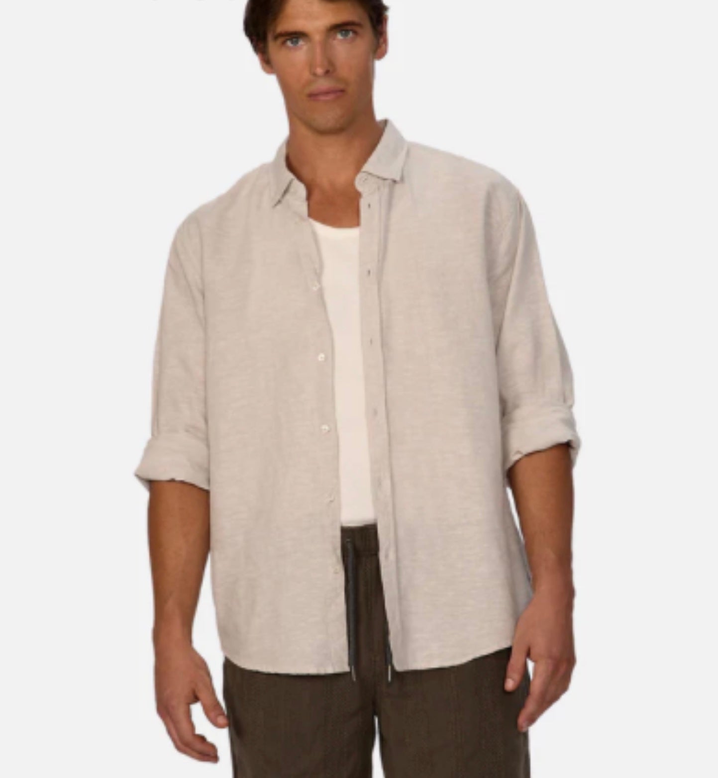 The Tennyson Linen Blend L/S Shirt Oatmeal by Industrie Clothing
