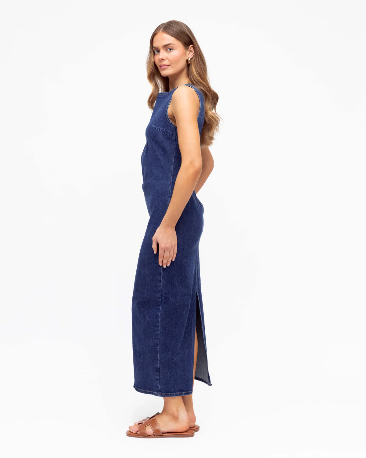 Stretch Denim Maxi Dress