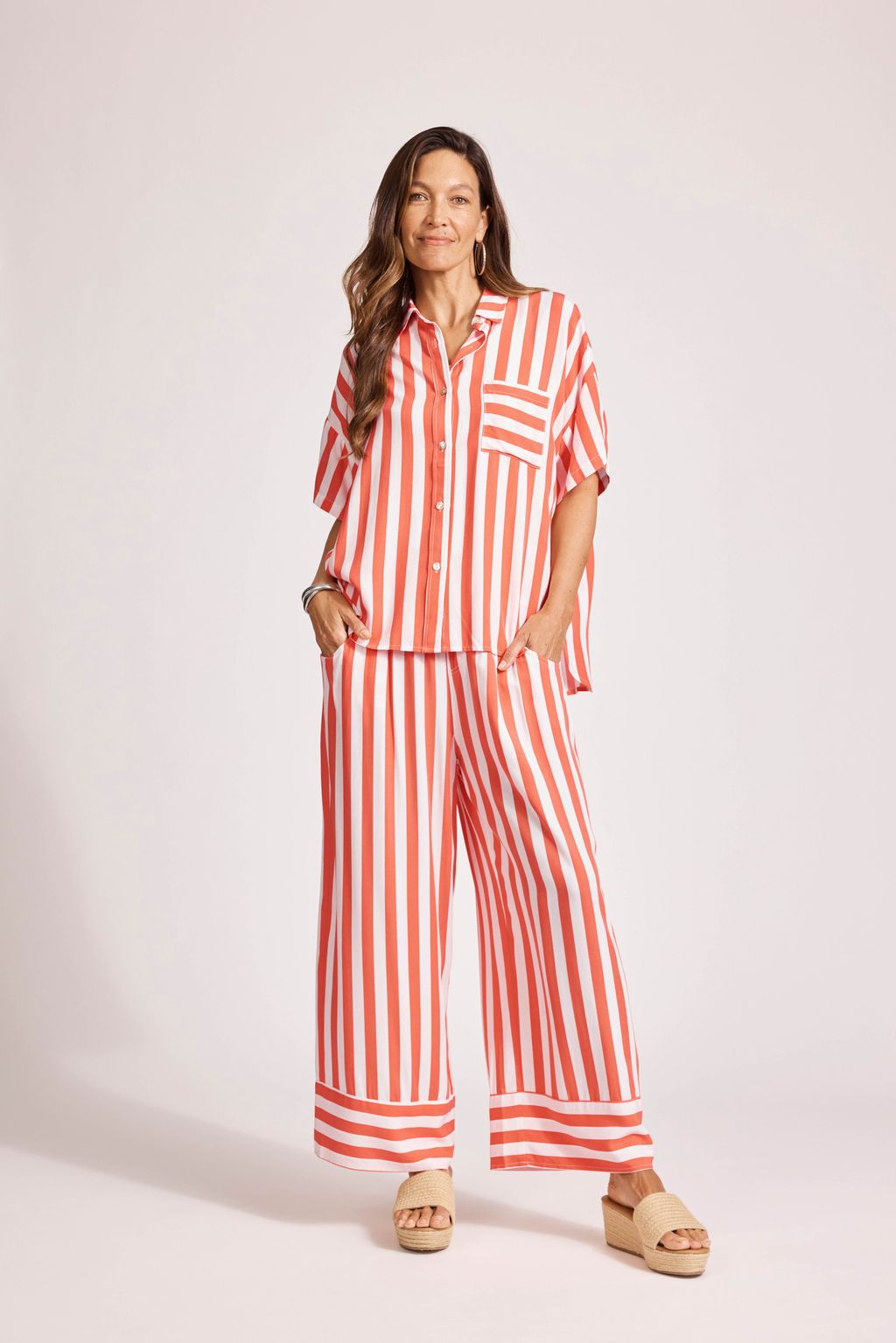 TREVILLE STRIPE SHIRT - CORAL by eb&ive