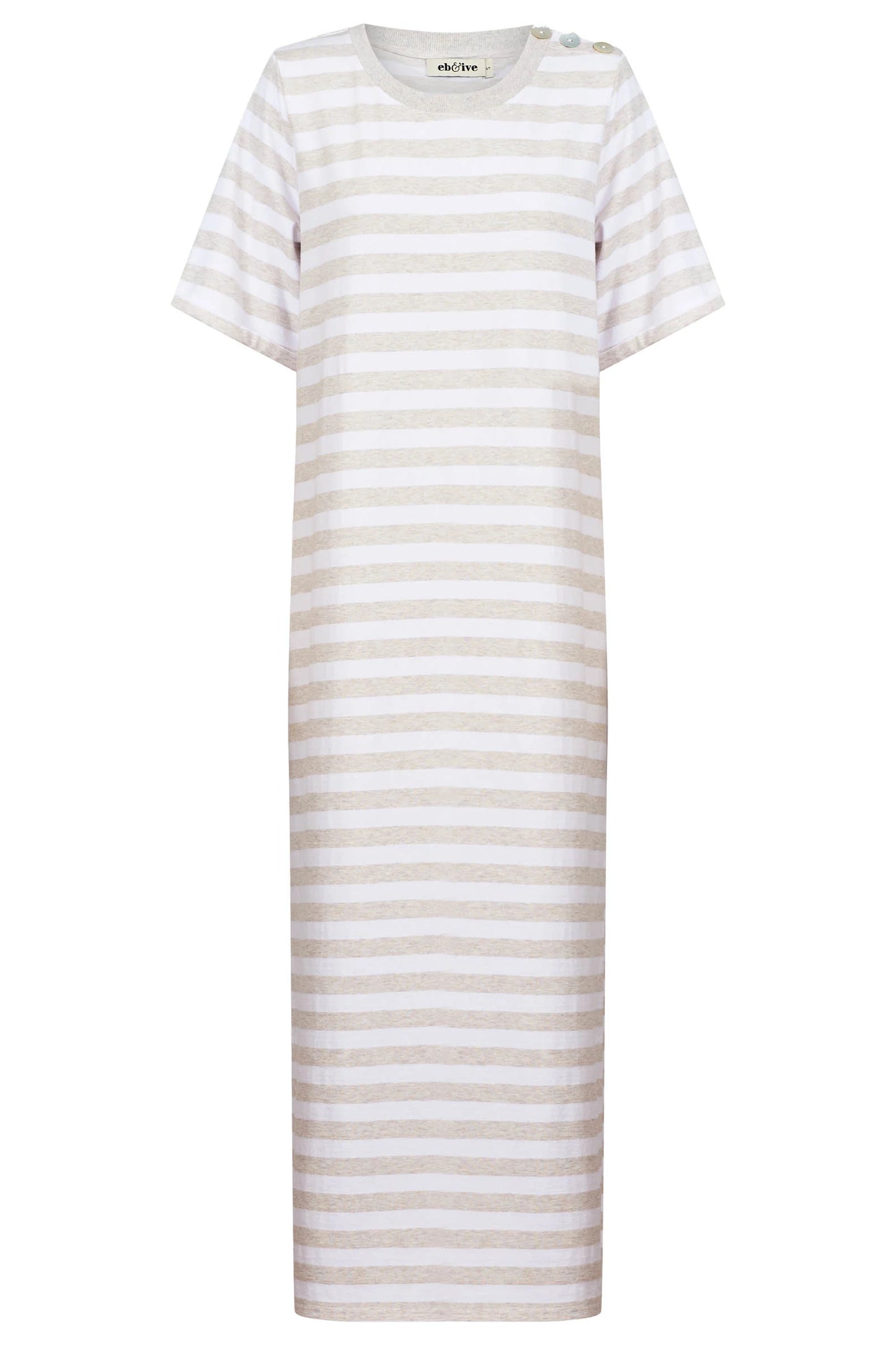 STUDIO STRIPE TSHIRT DRESS - STONE by eb&ive