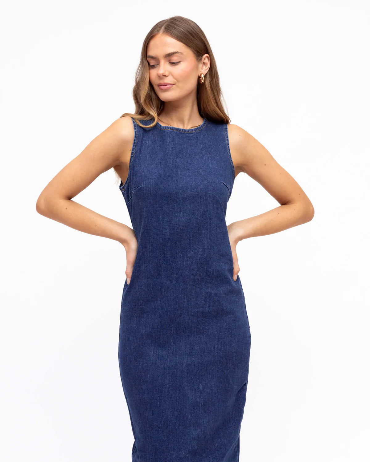 Stretch Denim Maxi Dress