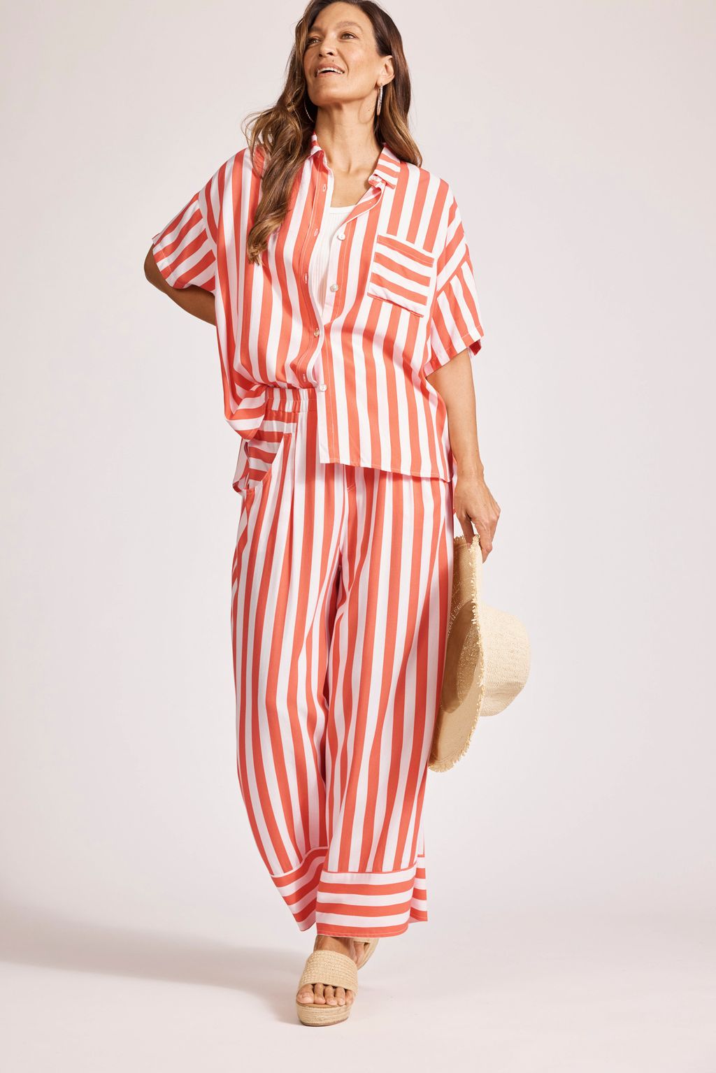 TREVILLE STRIPE SHIRT - CORAL by eb&ive
