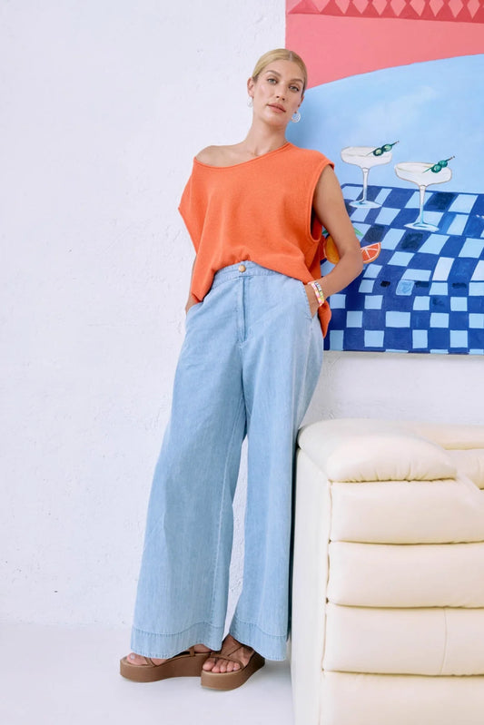 MELENIA DENIM SPLIT PANT - DENIM by eb&ive