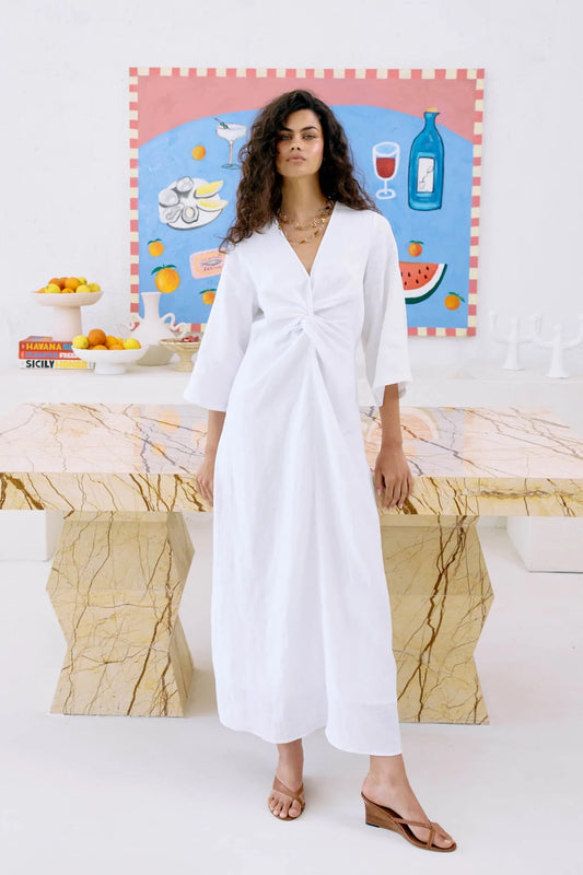 MIRAMAR TWIST MAXI DRESS - WHITE by eb&ive