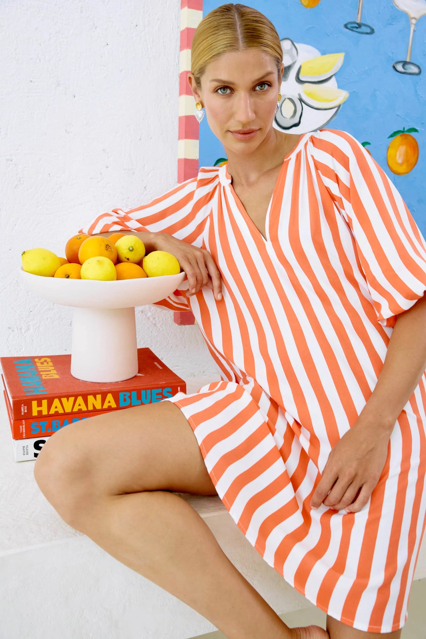 TREVILLE STRIPE DRESS - CORAL by eb&ive