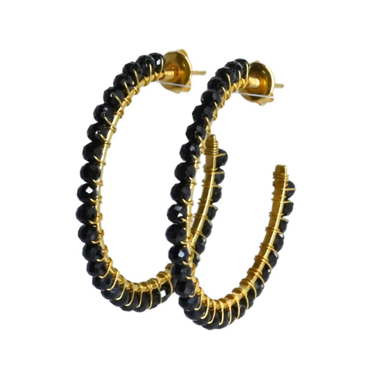 Euro Gold Onyx Gemstone Stud Earrings by Melanie Woods