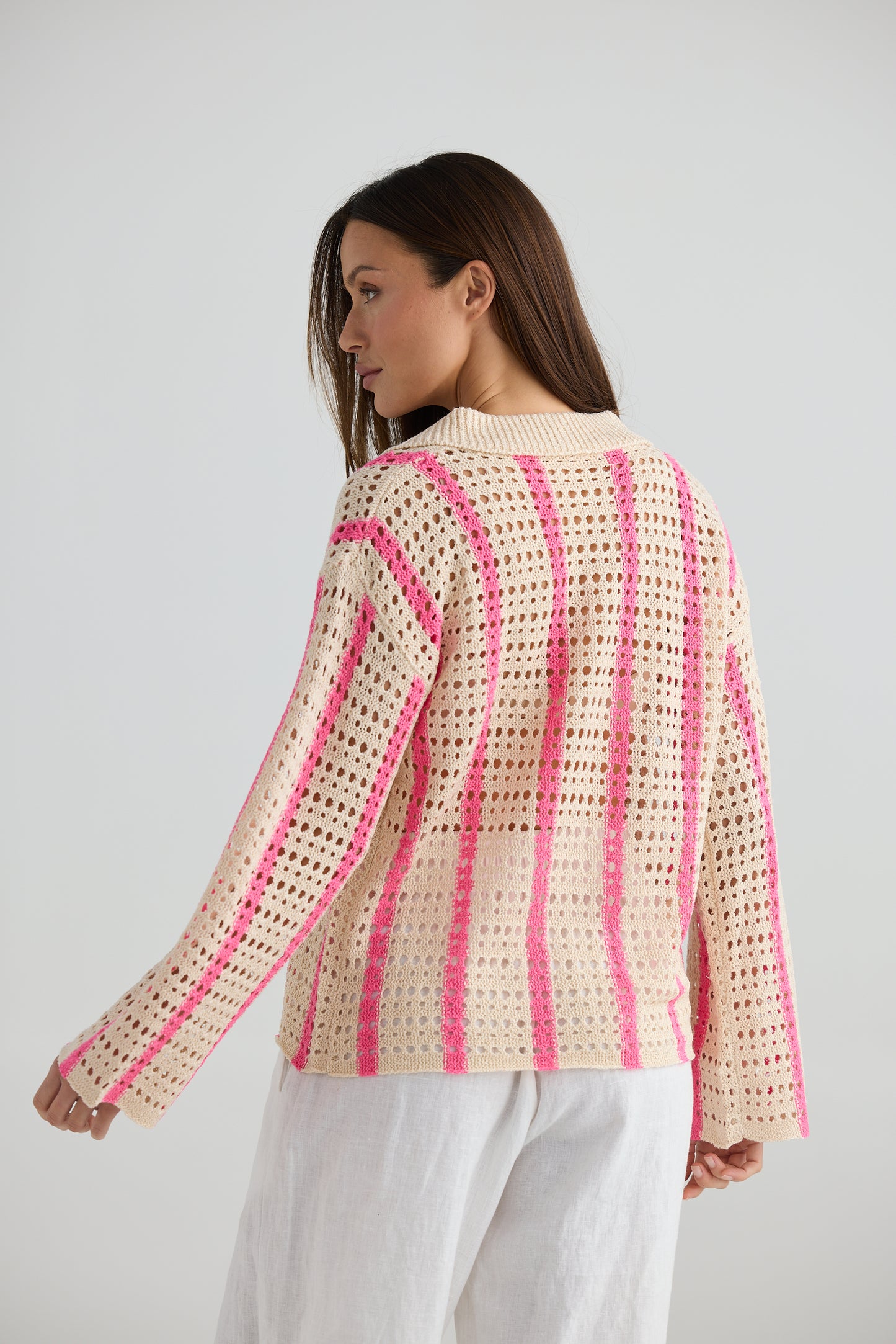 Harbour Cardigan by Holiday Trading - Pink Stripe