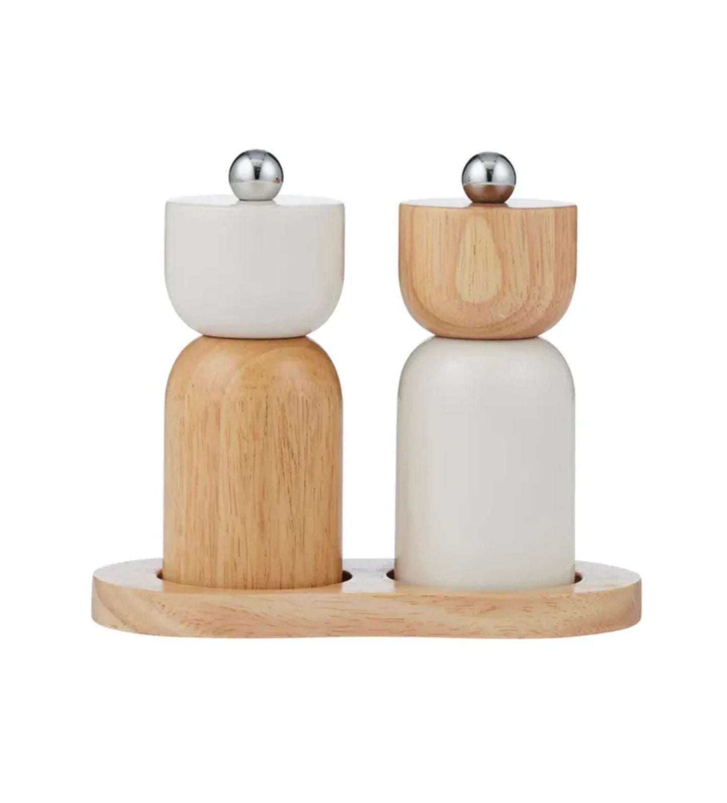 Eta Wood Salt & Pepper Set- Ivory