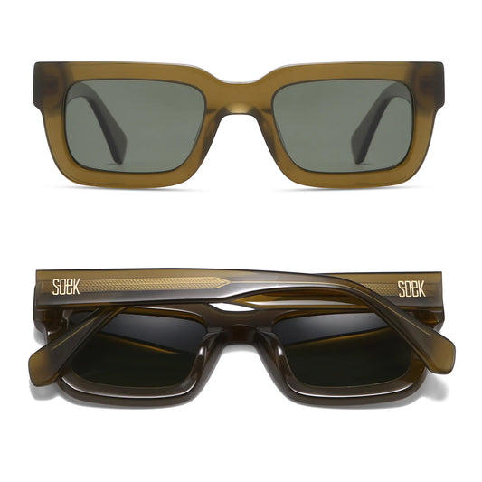 ROVE MOSS - Bio Acetate Khaki Frame Black Polarised Lens Sunglasses by Soek