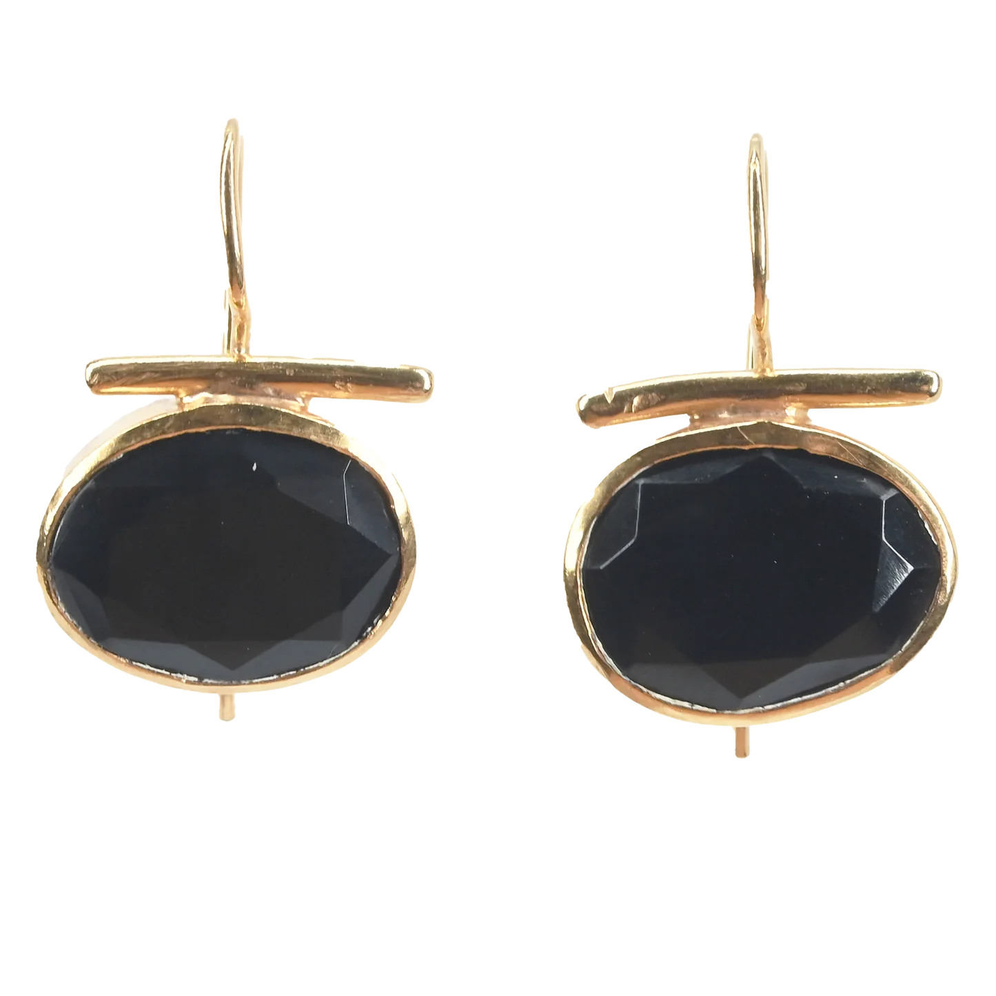 Black Onyx Euro Gold Earrings by Melanie Woods