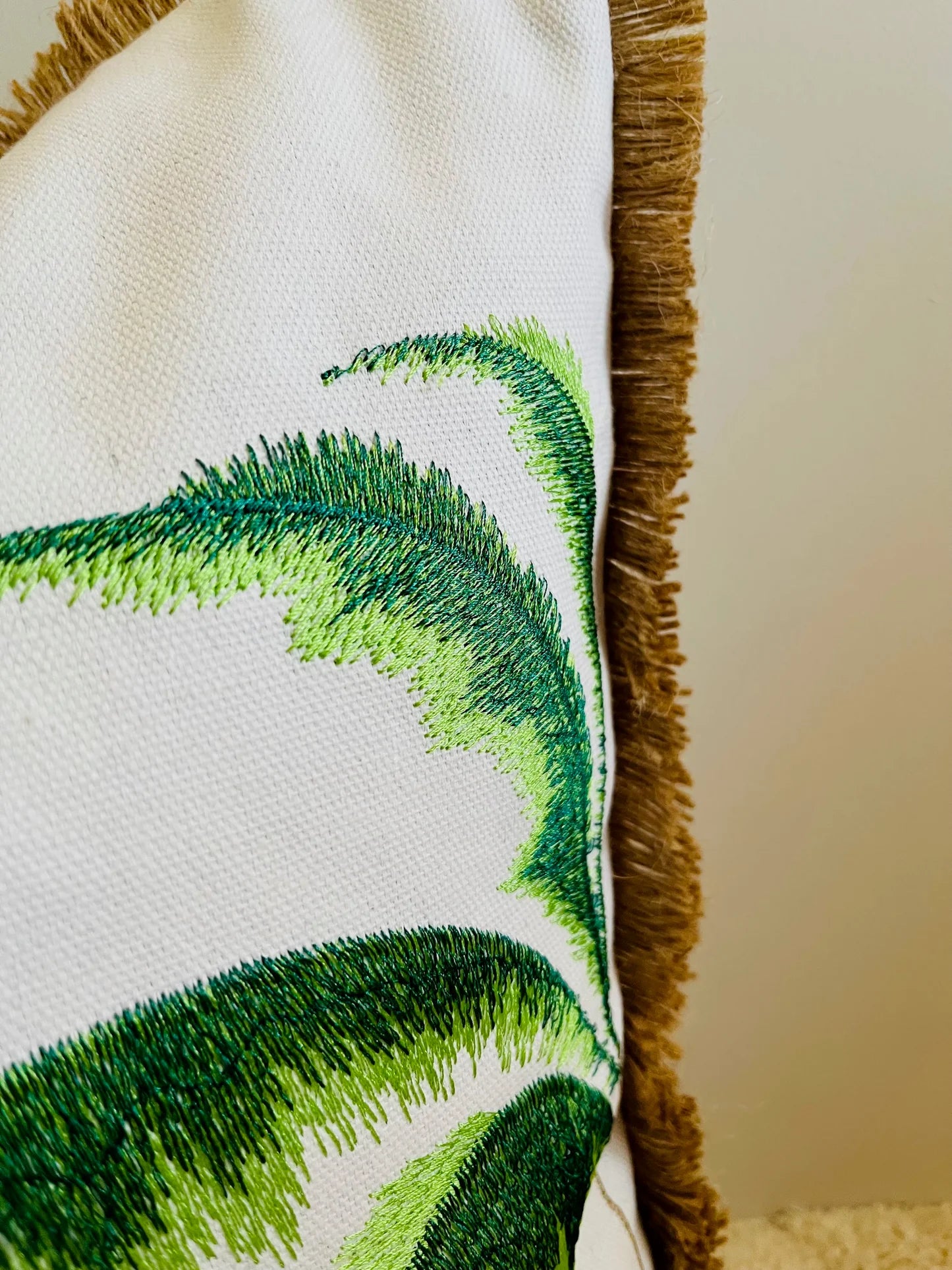 Palm Coast Embroidered Cushion - Green